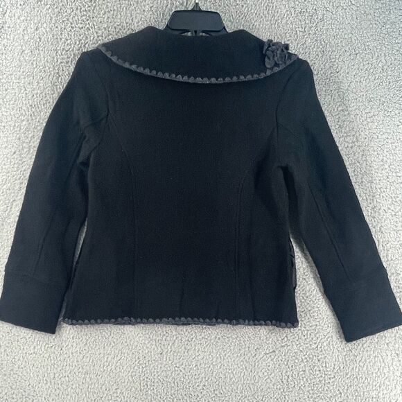 Carole Little Womens Blazer Cardigan Jacket Boiled Wool Boho Embroidered Black S - Picture 5 of 10
